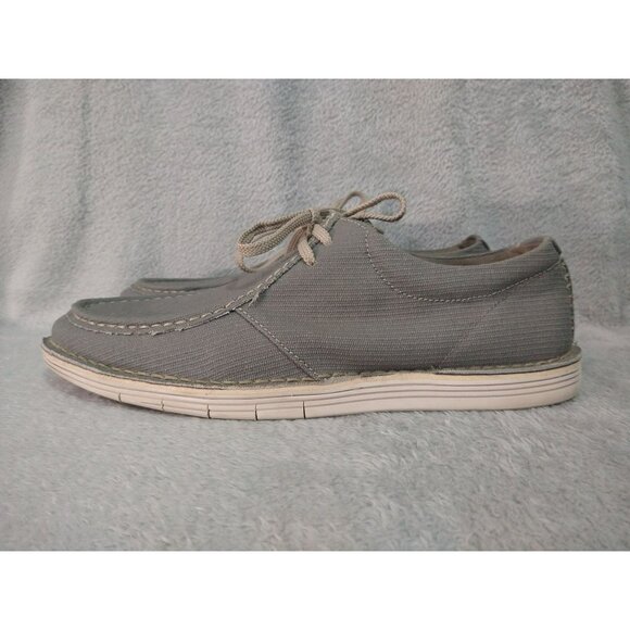 Clarks Shoes Mens 12 M Gray Canvas Forge Lace Up Casual Comfort Moccasin - Picture 1 of 9